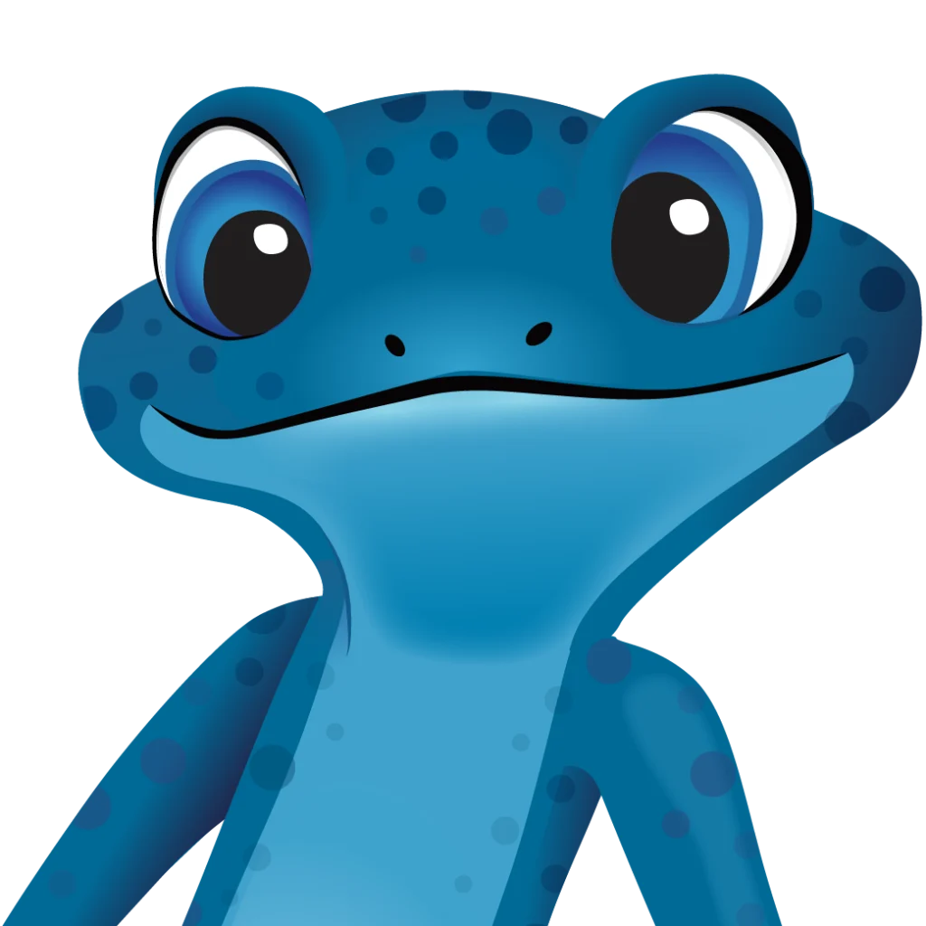 Illustration of the bluefrog Plumbing + Drain cartoon mascot